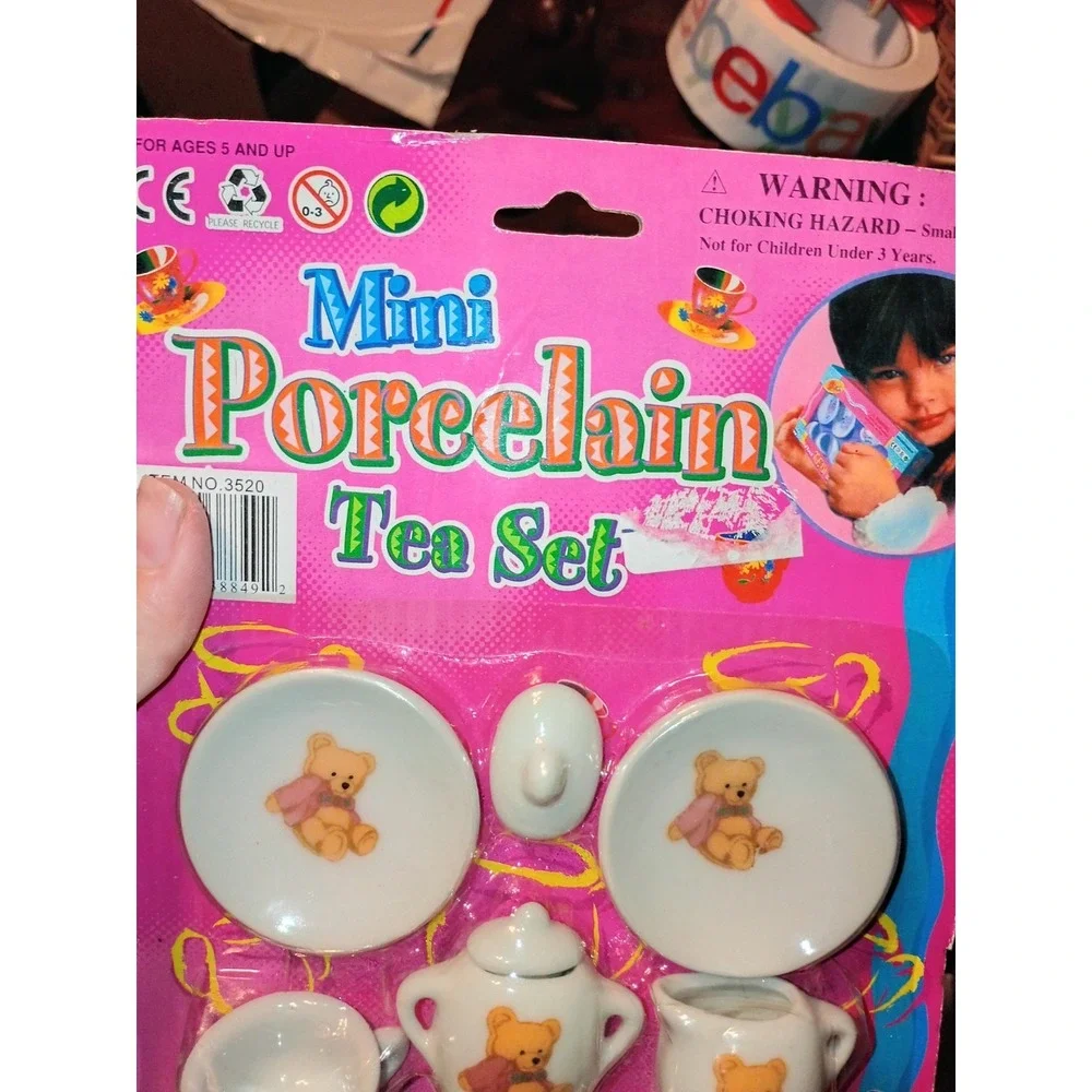 Mini Porcelain Tea Set Sealed NOS Teddy Bear 9 Pieces